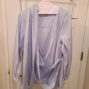 Lane Bryant 16 blue gingham wrap shirt